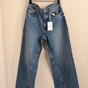 NWT women’s “Aegean blue” ANINE BING brie wide-leg jeans [30”]